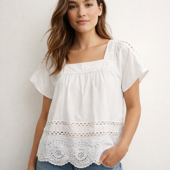 Madewell Tops - Madewell Angelica Eyelet Top Boho White Medium